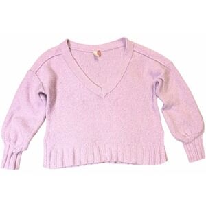 Pilcro Lilac Deep V Neck Sweater XS Cropped Boxy‎ Slouchy Oversized Knit Cozy